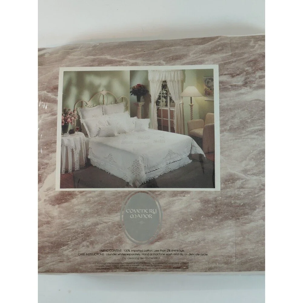 Coventry Manor Twin Comforter Cover 100% Cotton Cream Lace Button Closure 68x86